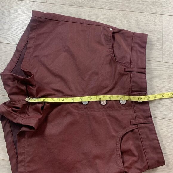 Zara Burgundy Coated Mom fit Shorts - Picture 9 of 12